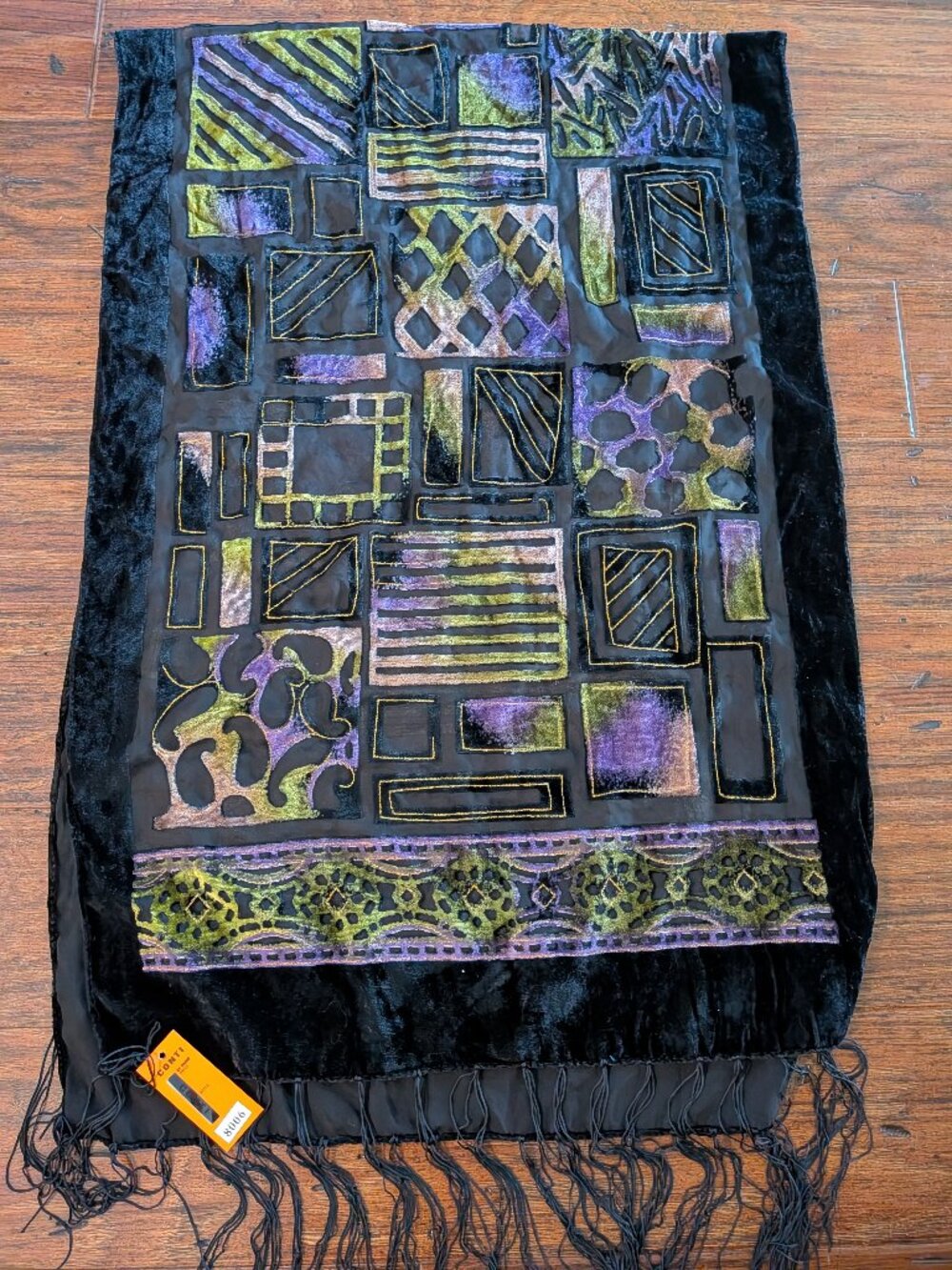 Vintage Conti by Nason Burnout Devoré Velvet Scarf
